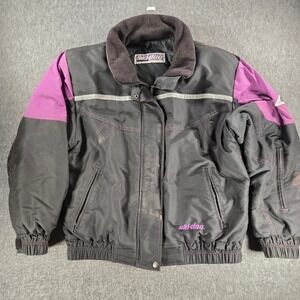 Ski-Doo Vintage Snowmobile Jacket Womens Black Purple Rotax Embroidered